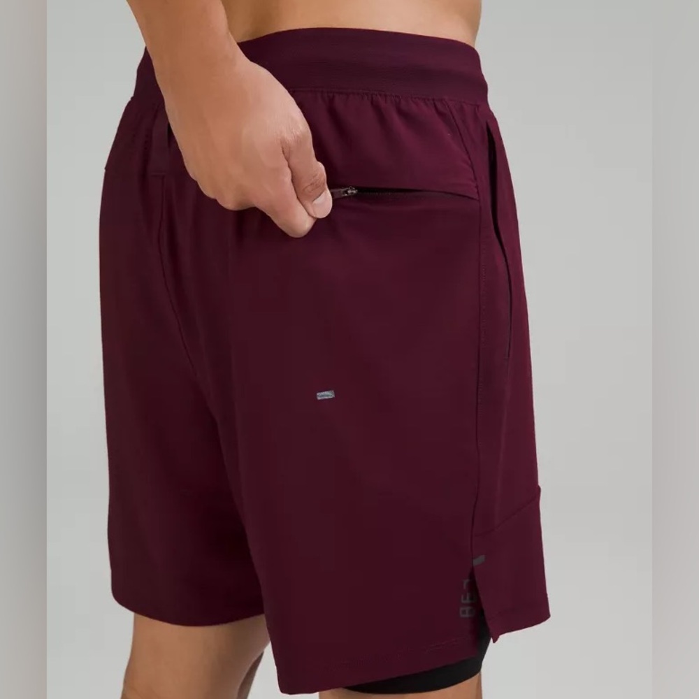 LULULEMON - License to Train 7 Inch Linerless Short in Deep Burgundy Size Large